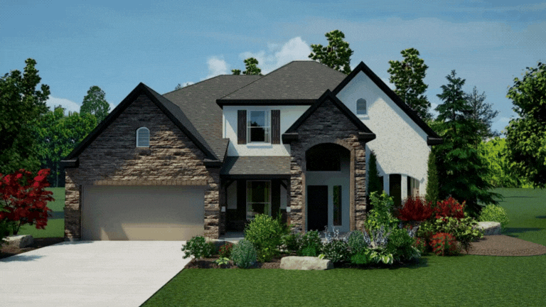 Rendered exterior of a Hills View home